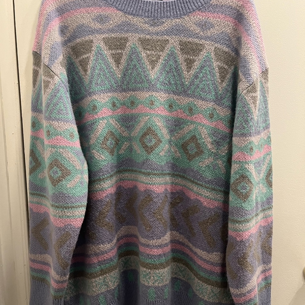 Pastel Patterned Crewneck Sweater - Multicolor